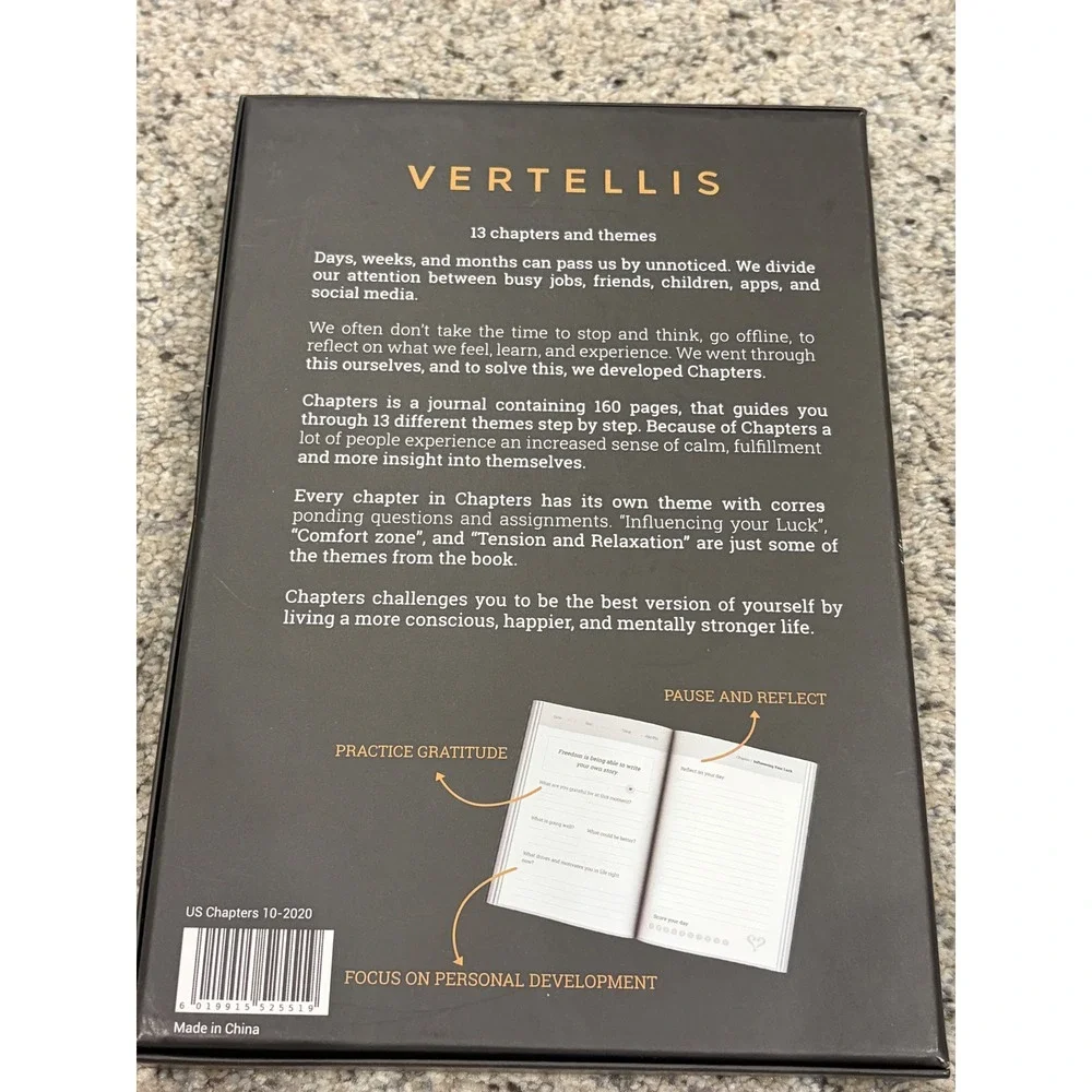 Vertellis NEW Chapters Self-reflection Journal Black Hardcover Mindfulness
